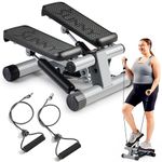 Sunny Health & Fitness Mini Stepper Machine, Stair Stepper Exercise Equipment with Resistance Bands and LCD Monitor, Air Climber Stepping Fitness Machine for Home Workout - NO. 012-S