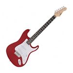 Gear4music Full Size Electric Guitar LA Series with Accessories For Beginners (Red)