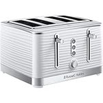 Russell Hobbs Inspire 4 Slice Toaster (Extra wide slots, High lift feature, 6 Browning levels, Frozen/Cancel/Reheat function with Blue LED illumination, 1800W, White textured high gloss) 24380