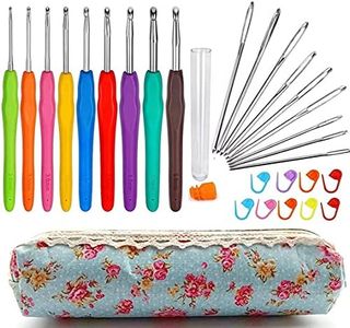 9 Sizes Crochet Hooks Set,H HOME-MART 2mm-6mm,Ergonomic Crochet Hooks with Case for Arthritic Hands,Crochet Needles