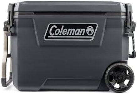 Coleman Convoy 65QT Heavy-Duty Insulated Hard Cooler with Wheels, 66 L capacity, Keeps Ice for 5 Days, Full foam insulation, Large Durable Portable Cool Ice Box for Rugged Outdoor Use & Jobsites