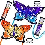 JOYIN 2 Packs 52.4'' Wide Giant Butterfly Kite Yellow and Blue Color Easy to Fly Huge Kites for Kids and Adults with 262.5 ft Kite String, Large Beach Kite for Outdoor Games and Activities