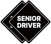 GEEKBEAR Senior Driver Car Sign - Sticker or Magnet & Color Options, Weather-Resistant - Diamond Shape 6.8 x 6.8 in