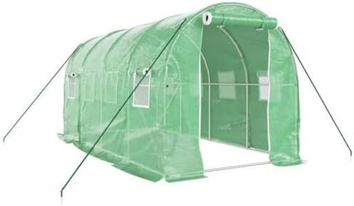 vidaXL Greenhouse - Spacious 8m² Structure with Durable Polyethylene Cover, Galvanised-Steel Frame, Designed for Easy Access & Optimal Air Circulation, Green, 4x2x2m
