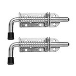 JQK Spring Loaded Latch Pin, 304 Stainless Steel Barrel Bolt Thickened 2mm Door Lock, 5 Inch Brushed Finished(2 Pack), HSB300-P2