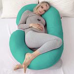 COOZLY C Shaped Pregnancy Pillow | Maternity Pillow|100% Cotton Removable Covers | Premium PregnoCare Fibres | Pregnancy Sleeping Pillow (02 Premium LYTE, Cyan)