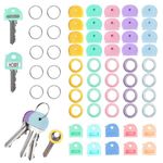 Key Covers Caps, 60 Pcs Key Caps Covers Set Including 30 Pcs Plastic Caps, 20 Pcs Flexible Round PVC Key Tags and 10 Pcs Key Sleeve Rings, 5 Assorted Colors, 3 Styles to Identify Your Keys