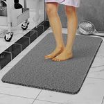 Idyfodol Loofah Shower Mat Non Slip Anti Mould 60x40 cm With Shower Puff PVC Machine Washable Bath Mats for Inside Outside Rectangular (Gray)