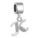 Pugster Silver Plated Letter Initial A-z Dangle Alphabet Crystal Bead Fits Pandora Charms Bracelet (Letter K)