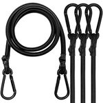 Bungee Cords with Carabiner Clips, 4 Pack Long Heavy Duty Carabiner Bungee Cord 24 Inch, Extra Strong Black Bungee Straps with Carabiner Hooks for Camping, Tarps, Bike Rack, Tent, Car