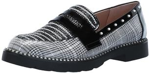 Betsey Johnson Women's Darian Loafer, Black/White Plaid, 7.5