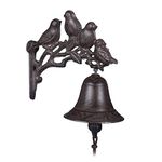 Relaxdays Cast Iron Doorbell, Antique Bird Country Look, Clear Sound, Garden Ornament, Weatherproof, Brown