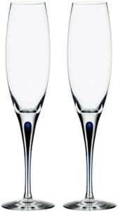 Orrefors Blue Intermezzo Flutes, Set of 2