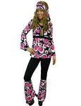 Yummy Bee Hippy Plus Size 6-18 Fancy Dress Costume 60s 70s Ladies Flower Power Hippie Adult Gogo Disco (Pink, Women: 6, S)