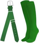 Dxhycc Youth Baseball Socks and Belt Combo Set Softball Baseball Socks and Belt Elastic Waist Belt for Youth Boys Girls, Green