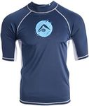 Kanu Surf Men's Mercury UPF 50+ Short Sleeve Sun Protective Rashguard Swim Shirt, Dolphin Navy, Large