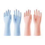 COOLJOB 2 Pairs Washing Up Gloves for Dishwashing Cleaning, Cotton Lined Kitchen Gloves, Non-Slip Waterproof Household Rubber Gloves for Bathroom, Laundry, Orange & Blue, Medium