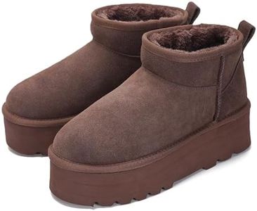 Project Cloud 100% Genuine Suede Leather Ankle Boots for Women - Fur Boots Memory Foam Womens Boots - Anti-Slip Mini Platform Boots, Lightweight Winter Boots for Women Snow Boots (Huggy, Brown, 6)