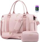 Gym Bag for Women LOVEVOOK Travel Duffel Bag with USB Charging Port, Light Pink, Medium