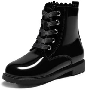 Coutgo Girls Combat Boots Lace Up Ankle Boots Side Zipper Dress Booties