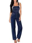 Hybrid & Company Womens Stretch Denim Overalls PVJ6032 Dark WASH M