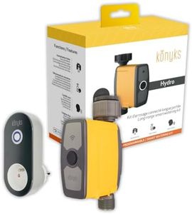 Kit d'arrosage Connecté-Inclus Robinet avec Hub/Prise Longue portée pour Jardin, Konyks Hydro, Commande Via APP, Google Home & Alexa-Scénario domotique Jaune/Gris