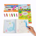 YPLUS Peanut Crayons Painting Books Set for Kids, 24 Colors Washable Toddler Crayons, 3 Themes Drawing Books, Non-Toxic Baby Crayons for ages 2-4, 1-3, 4-8, Coloring Art Supplies