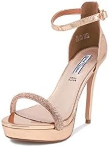 QUEEN HELENA Sandali Eleganti con Tacco a Spillo con Strass con Plateau Donna ZM9315 (Champagne, Numeric_39)