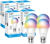 Tapo Smart Bulb, Smart Wi-Fi LED Light, B22, 9W, Energy saving, Works with Amazon Alexa and Google Home, Colour-Changeable, No Hub Required Tapo L530B (4-Pack) [Energy Class F]