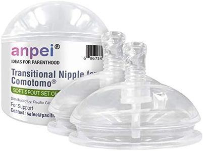 Anpei Straw Cup Straw Transitional Nipples Set of 2 with Nipple Storage Case Compatible with Comotomo Baby Bottles, 5 oz and 8 oz