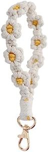 AOKSUNOVA Handmade Wristlet Keychain for Women with Key Ring Macrame Lanyards for Keys Keychain for Car Keys White
