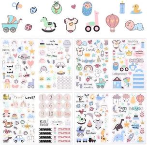 4 Sheets Scrapbook Stickers, Various Patterns Baby Scrapbook Stickers Toddler Stickers for Scrapbooking Baby Girl Boy Stickers Pregnancy Stickers Newborn Baby Shower Stickers Baby Scrapbook Supplies