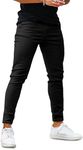 GINGTTO Skinny Jeans Men Fashion Designer Slim Fit Stretch Waist Tapered Leg(31W x 32L, Black)