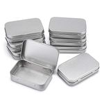 BTSKY 8 Pack Rectangular Empty Hinged Tins - Metal Tins Cans Storage Organizer Tins with Lids, Aluminum Cans Container Box Small Kit Home Organizer, Silver