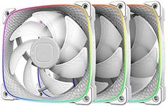 Squama 2503 RGB PWM Fan - 120mm - 3 Pack – Performance & Silent Balance - Dual Lighting Loop - Motherboard SYNC with 5V 3pin - 4pin PWM - White (GEO-S2503W-3)