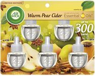 Air Wick Plug in Scented Oil Refill, 5ct, Warm Pear Cider, Essential Oils, Air Freshener Fall Scent, Fall décor