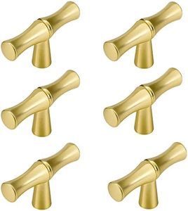 MARGUERAS 6Pcs Bamboo Shape Zinc Alloy Cabinet Knobs Handles pulls, Dresser Drawer Cabinet Cupboard Closet Door Pulls Decorative Furniture Accessories Knobs (Single Hole, Gold)