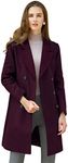 Allegra K Women's Double Breasted Notched Lapel Winter Long Coat Purplish Medium