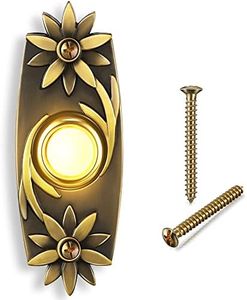 Heavy Duty Metal Doorbell Push Button, Antique Brass Bronze Wired Doorbell Button LED Lighted Up Doorbell for Home Front Door (Antique Brass)