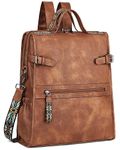 FADEON Leather Laptop Backpack for Women, Designer Ladies Work Travel Computer Backpack with Laptop Compartment Purse Brown