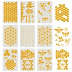 FINGERINSPIRE 9 pcs Honeycomb Stencils Set 29.7x21cm Bee Stencils for Painting Reusable Honeycomb Pattern Template Rhombic Stencil for Painting on Wall, Floor, Furniture, Wood and Paper