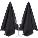 Sinland Microfiber Glass Polishing Cloths Lint -Free Drying Towels for Wine Glasses Stemware Dishes Stainless Appliances Grey 20 Inch X 25 Inch (2 Pack Black, 20INCH X 25INCH)