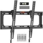 ELIVED Tilt TV Wall Bracket for Most 26-60inch Flat or Curved LCD, LED, OLED TVs, Ultra Slim Wall Mount with VESA 75x75mm-400x400mm up to 45KG, Low Profile TV Bracket with Spring Locking System EV3036