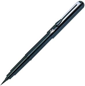 Pentel GFKPN Pocket Brush stylo pinceau encre à pigments pour calligraphie, croquis, dessins Noir + 4 cartouches