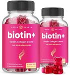 Hair Skin & Nails Gummies with Biotin | Premium Hair Growth Vitamins with Keratin & Collagen Gummies for Nail Growth | Biotin Gummies with Essential Hair & Nails Vitamins for Women & Men (2-Pack)