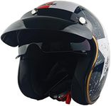 Open Face Motorcycle Helmet DOT Approved Half Casco Fit Men Women ATV Moped Scooter (Medium, Blue Star)