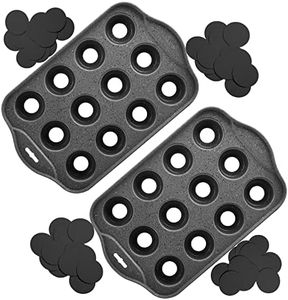 Tosnail 2 Pack 12 Cavity Mini Cheesecake Pan, Mini Muffin Baking Pan, Mini Cupcake Pan with Removable Bottom - Round Black