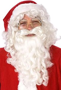 Ruimeier Deluxe Santa Beard and Wig Set - Santa Claus Wig with 12'' White Beard, Glasses, Eyebrow and Wig Cap for Christamas Costumes Party Cosplay WIG304
