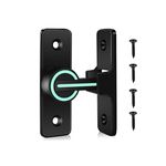 Barn Door Lock Hardware welltop 90 Degree Stainless Steel Latch Heavy Duty Gate Latches Flip Door Lock Safety Barn Door Latch Lock Right Angle Lock for Barn Door and Window, Black Luminous 2.2x3.1inch