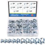 Glarks 84Pcs 10 Size Mini Fuel Injection Style Hose Clamp Assortment Kit for Diesel Petrol Pipe